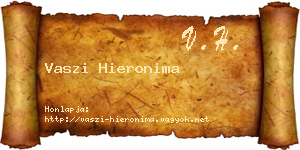 Vaszi Hieronima névjegykártya